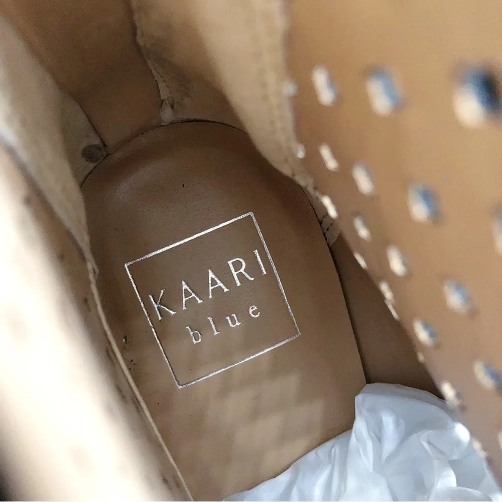 Kaari Blue • Karin perforated ankle boots black faux suede vegan point toe heel